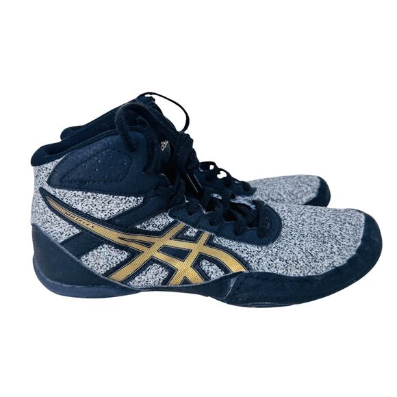 Asics Matflex 6 Athletic Wrestling Shoes Youth 5.5 Black Gray Round Toe 1084A008 - Picture 1 of 10